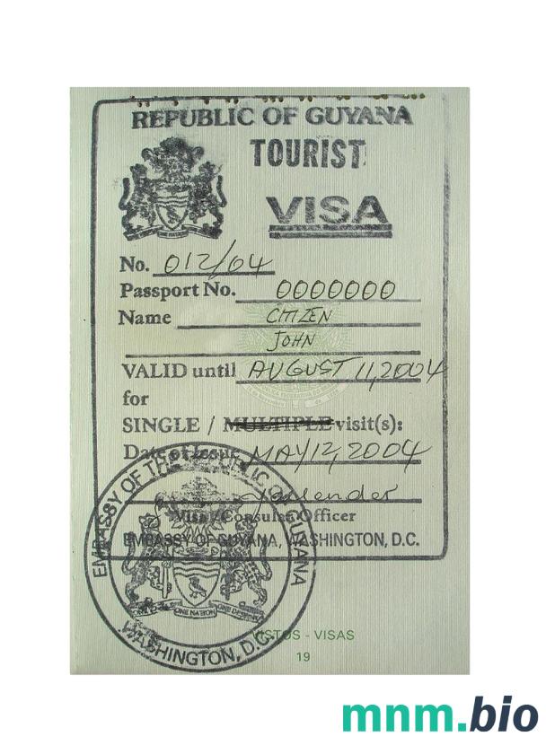 Gujana stamp visa pełni edytowalne PSD